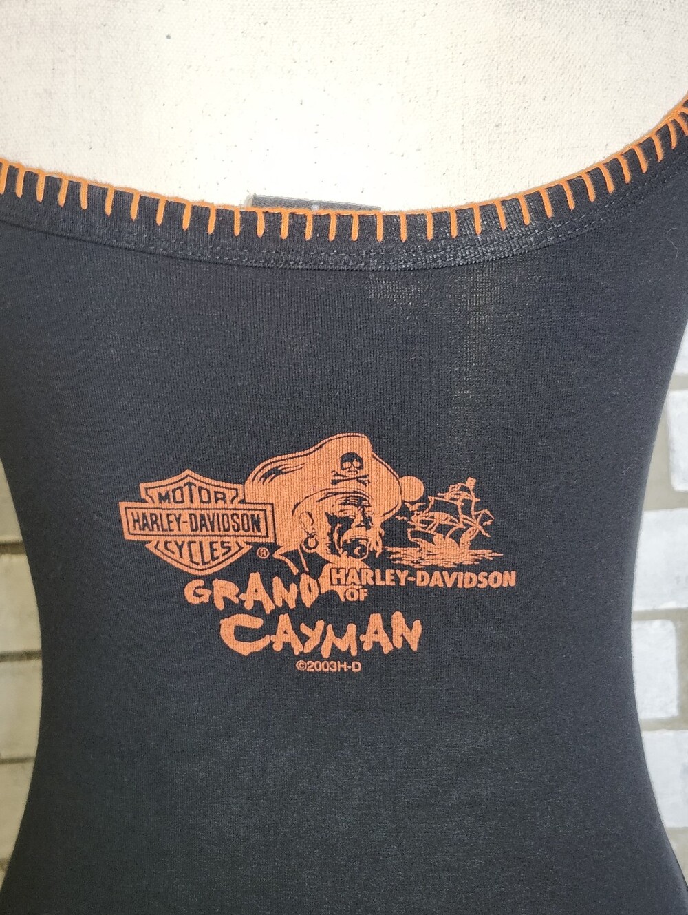 • VTG 2003 Harley Davidson Women Camisole Tank Top Grand Cayman Pirate Small USA - Picture 5 of 12